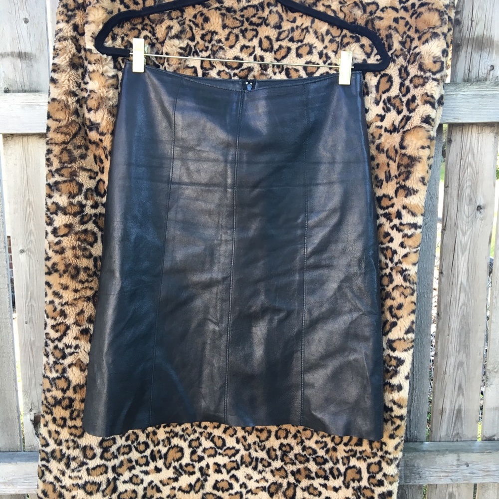 bebe 100% leather black pencil skirt